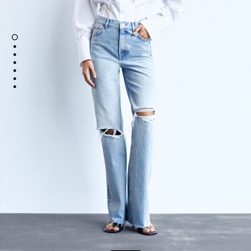 SOLD : Zara Wide Leg Hi Rise Jeans - Picture 1 of 2